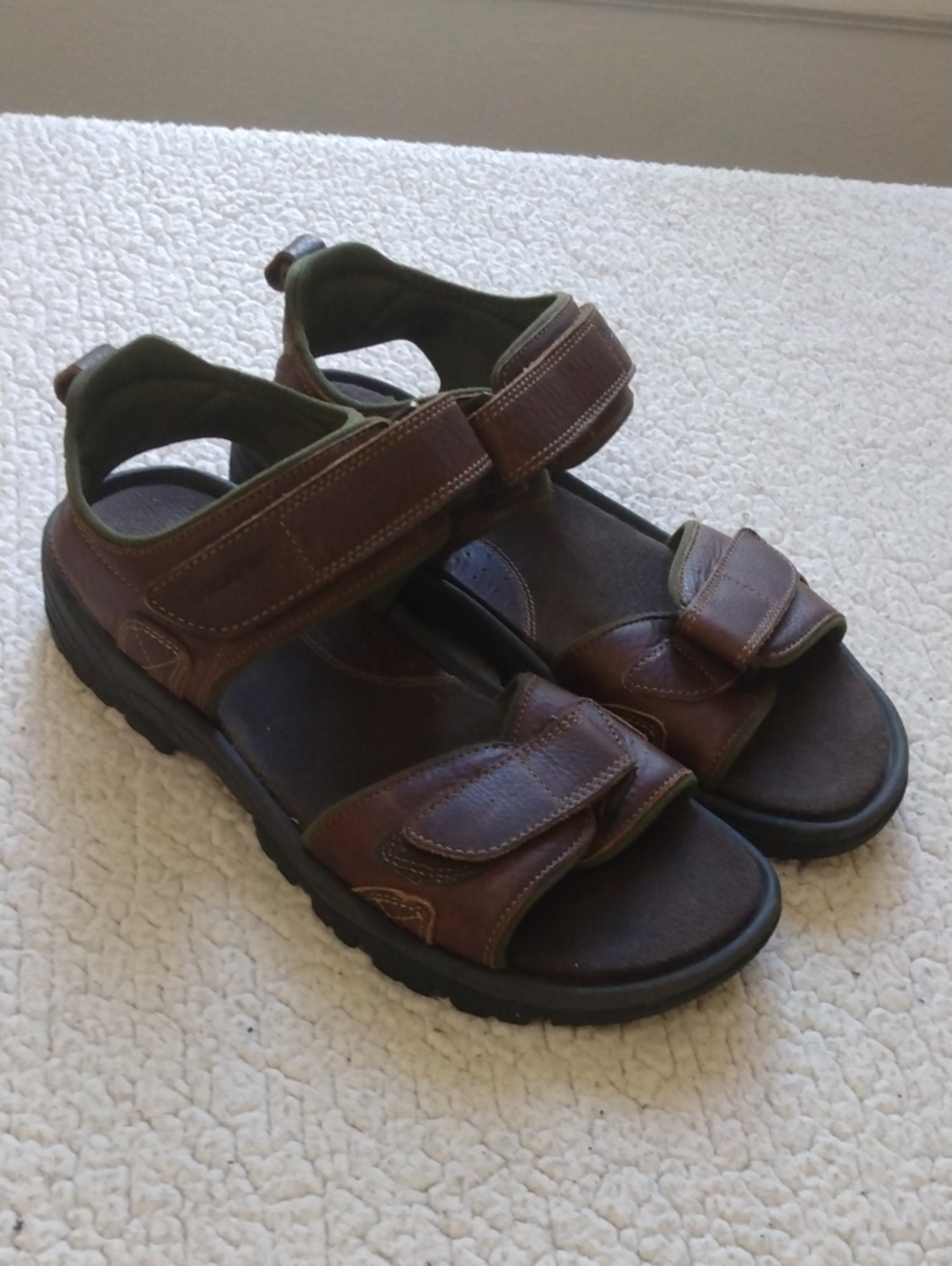 Men's Brown Rockport Leather Adjustable Strap Sandals